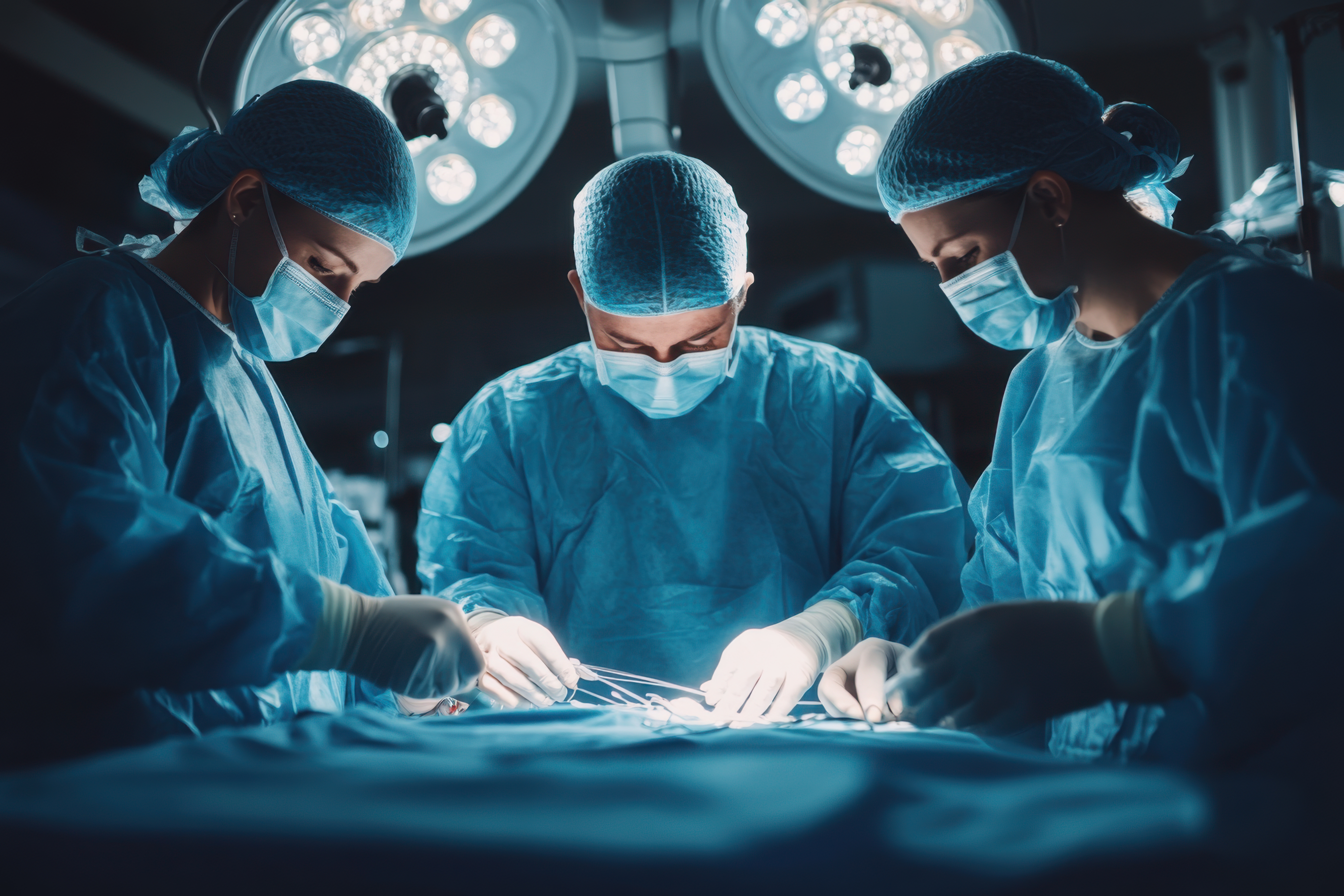 Surgical team performing a transplant procedure